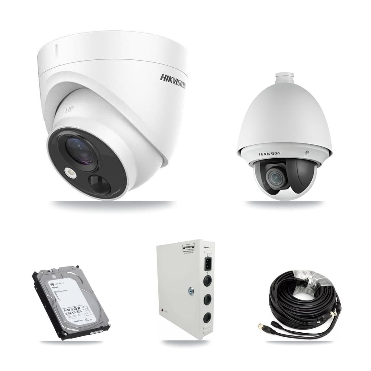 Hikvision 32-Channel 2MP – 5MP CCTV Kit — 1 DS-2AE4225T 2MP PTZ + 25 DS-2CE71H0T 5MP Turret Cameras + 3× 6TB Recording