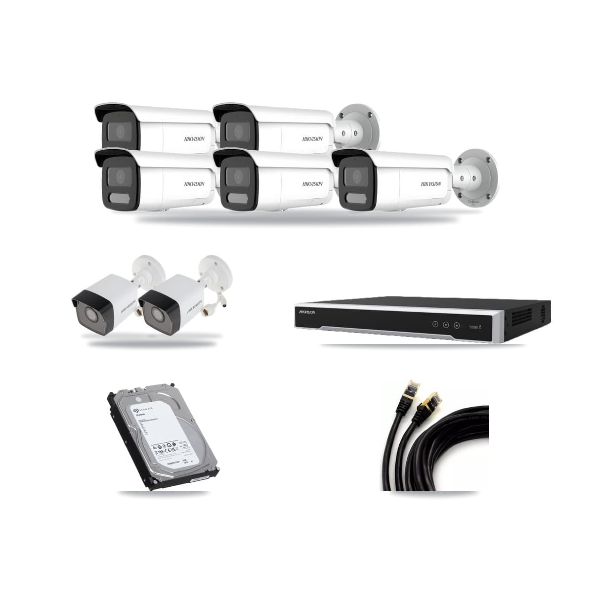 Hikvision 16-Channel 4MP – 5MP CCTV Kit — 2 5MP + 5 4MP Bullet Cameras + 6TB Recording (DS-7616NI-M2 Recorder) - Image 1