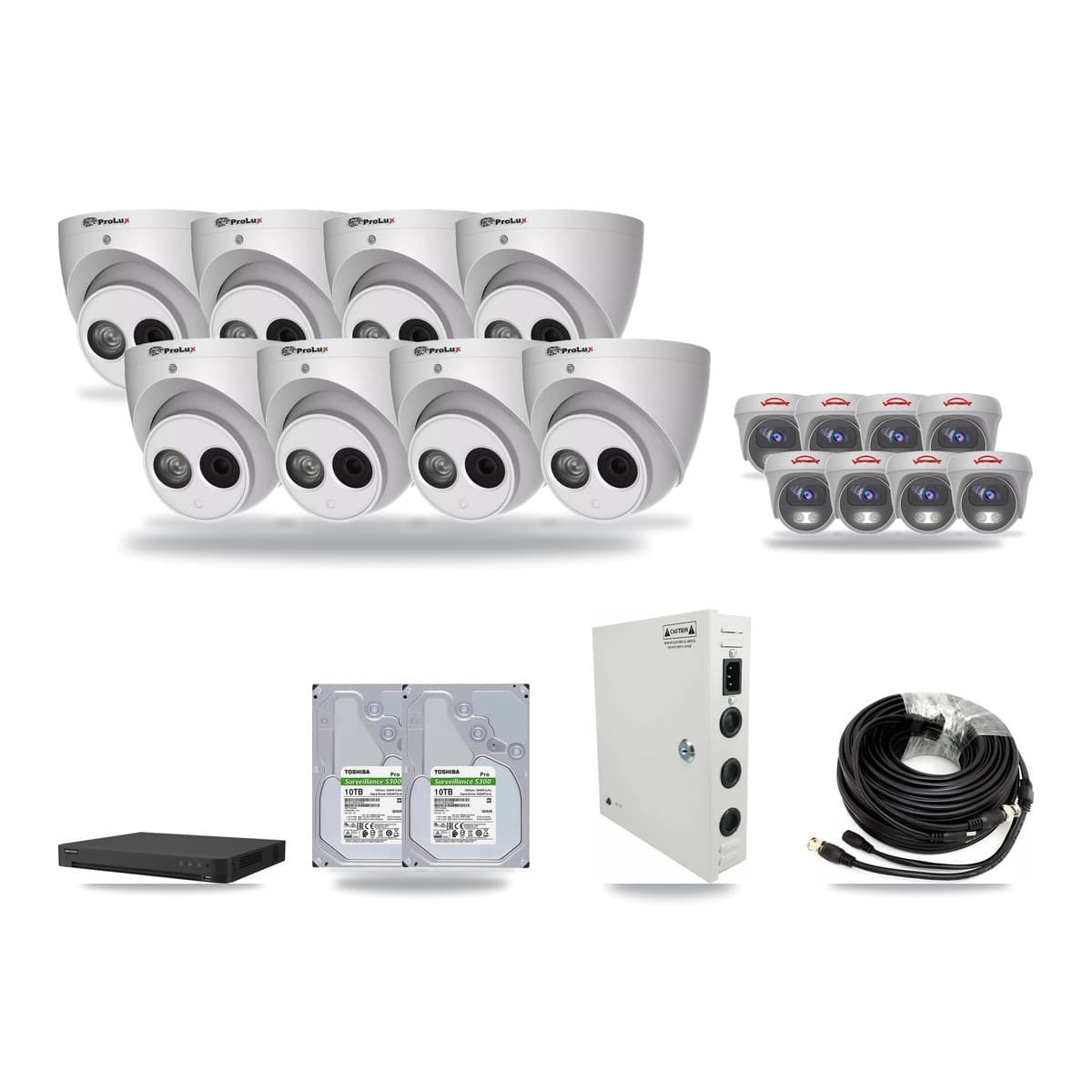 32-Channel 4MP – 5MP CCTV Kit — 8 4MP Turret + 8 5MP Cameras + 2× 10TB Recording - Image 1