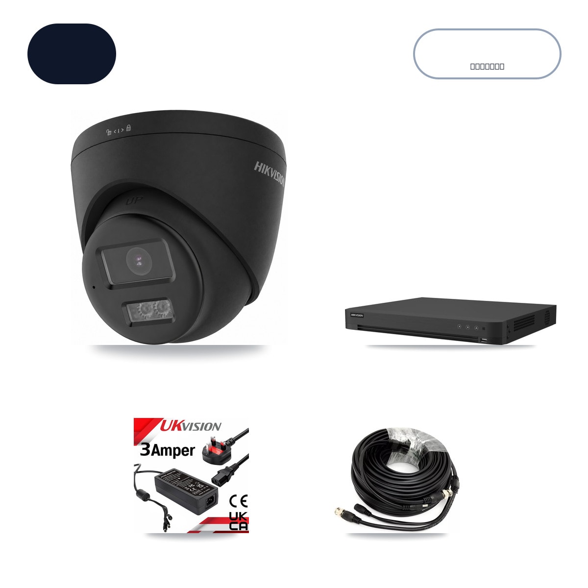 Hikvision iDS-7216HUHI-M2/XT 16-Channel DVR CCTV Kit — 3× DS-2CE78U0T-LTS-Black 4K Cameras + 6TB HDD