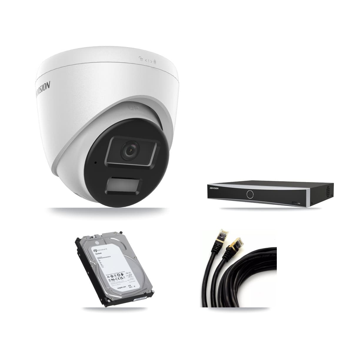Hikvision 4-Channel 4MP CCTV Kit — 4 DS-2CD1343G2 Turret Cameras + 6TB Recording