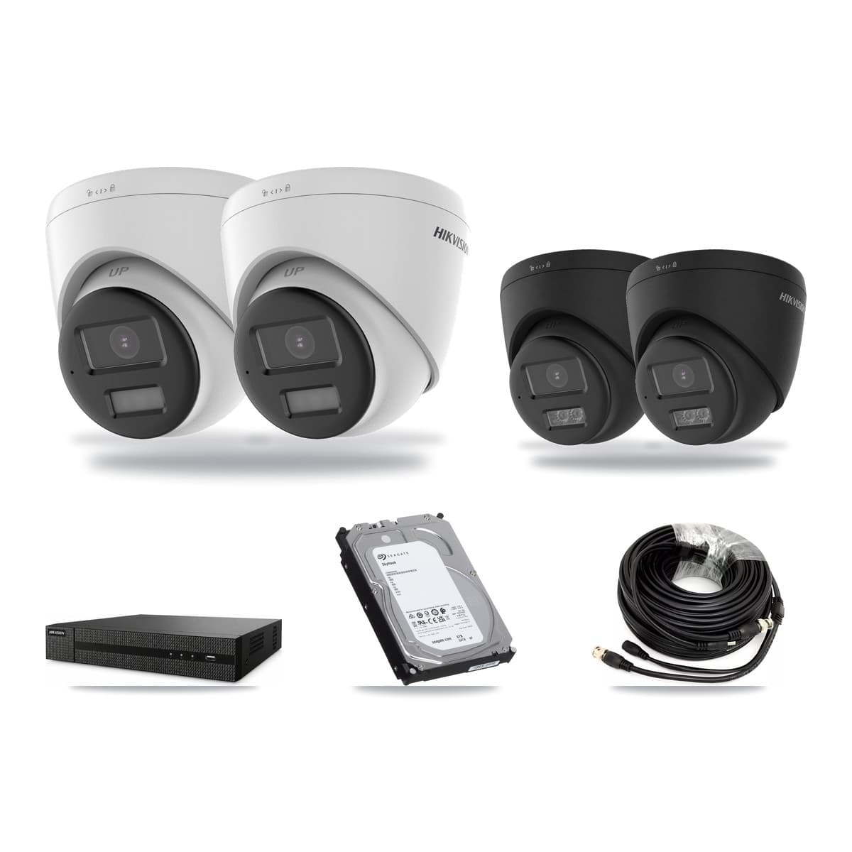 Hikvision 8-Channel 5MP – 4K CCTV Kit — 2 5MP + 2 Black 4K Turret Cameras + 6TB Recording (DVR-8CH Recorder) - Image 1