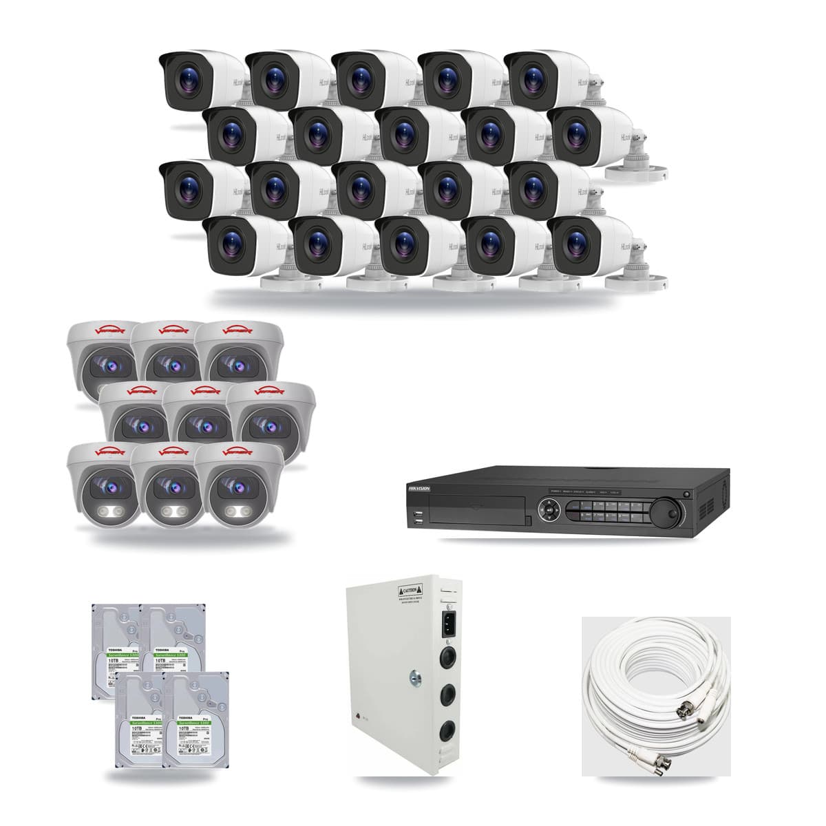 32-Channel 4MP – 5MP CCTV Kit — 20 4MP Bullet + 9 5MP Cameras + 4× 10TB Recording - Image 1