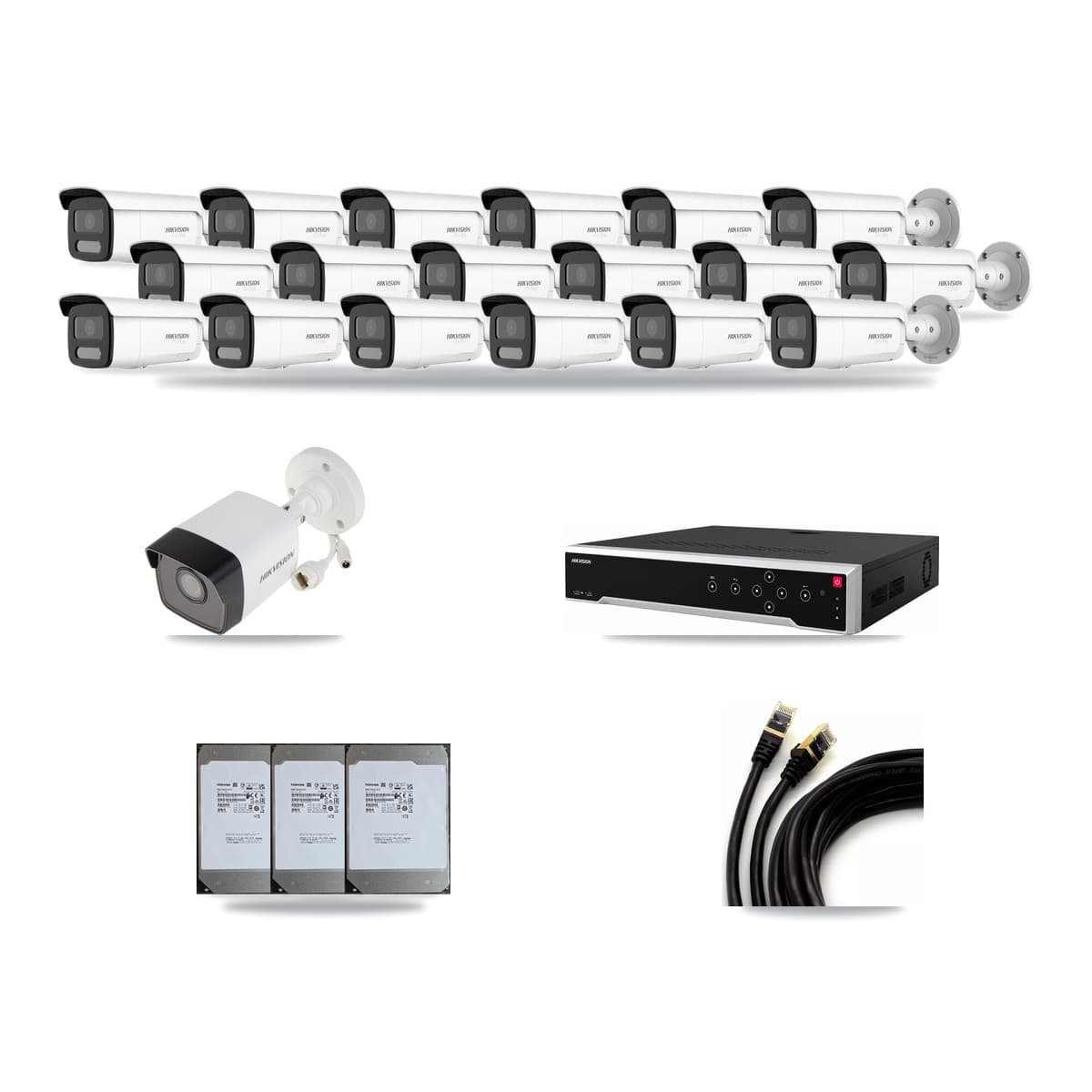 Hikvision 32-Channel 5MP – 4K CCTV Kit — 1 5MP + 18 4K Bullet Cameras + 3× 14TB Recording - Image 1