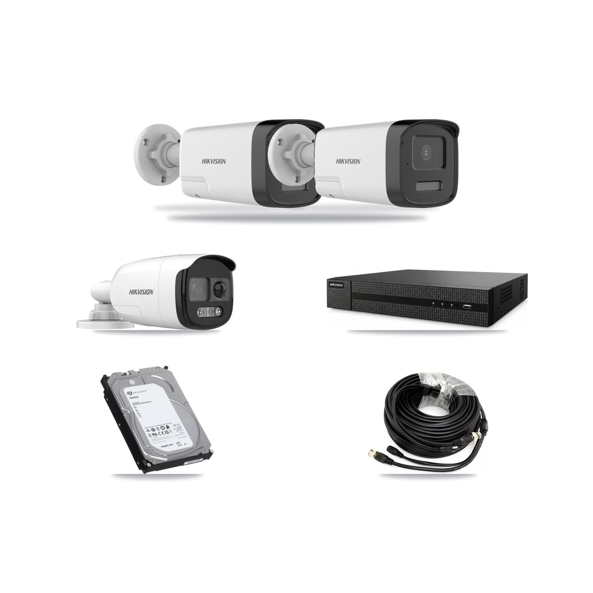 Hikvision 8-Channel 5MP CCTV Kit — 1 DS-2CE12KF3T + 2 DS-2CE17K0T Bullet Cameras + 6TB Recording (DVR-8CH Recorder) - Image 1