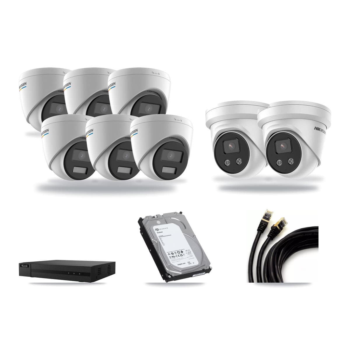 Hikvision & HiLook 8-Channel 2MP – 5MP CCTV Kit — 6 2MP + 2 5MP Turret Cameras + 6TB Recording (NVR-108MH-D Recorder) - Image 1