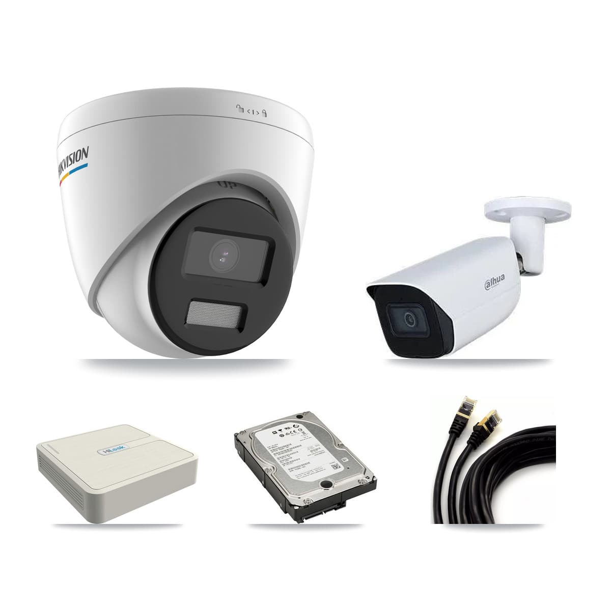 8-Channel 2MP – 5MP CCTV Kit — 5 2MP Turret + 1 5MP Bullet Cameras + 5TB Recording