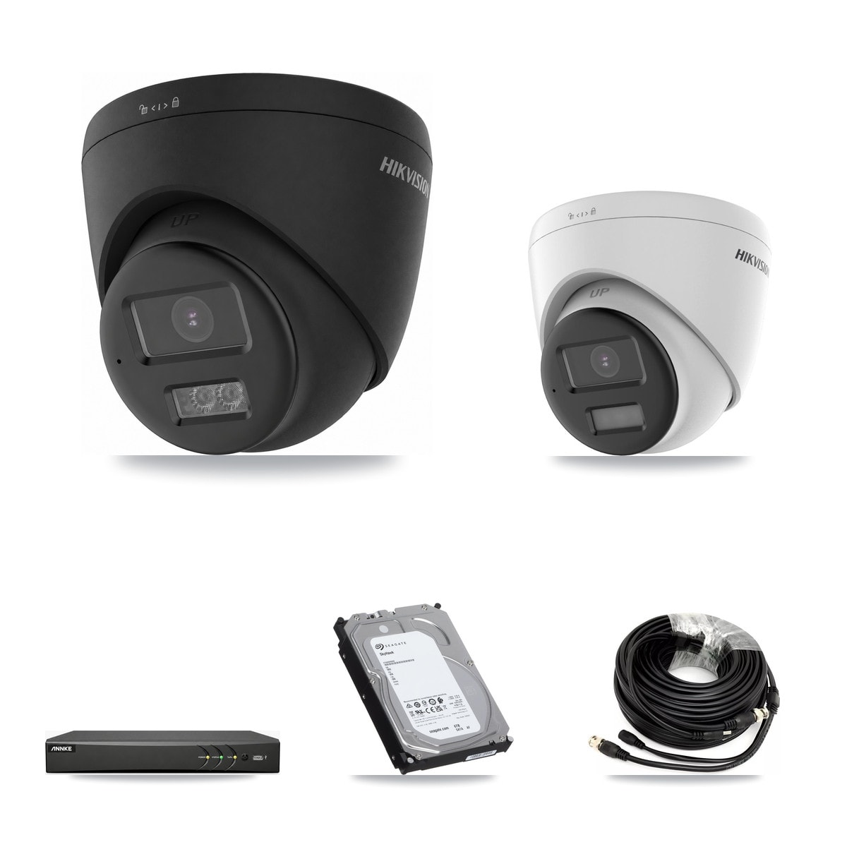 Hikvision & ANNKE 4-Channel 4K CCTV Kit — 1 DS-2CE78U0T + 3 DS-2CE78U0T Turret Cameras + 6TB Recording - Image 1