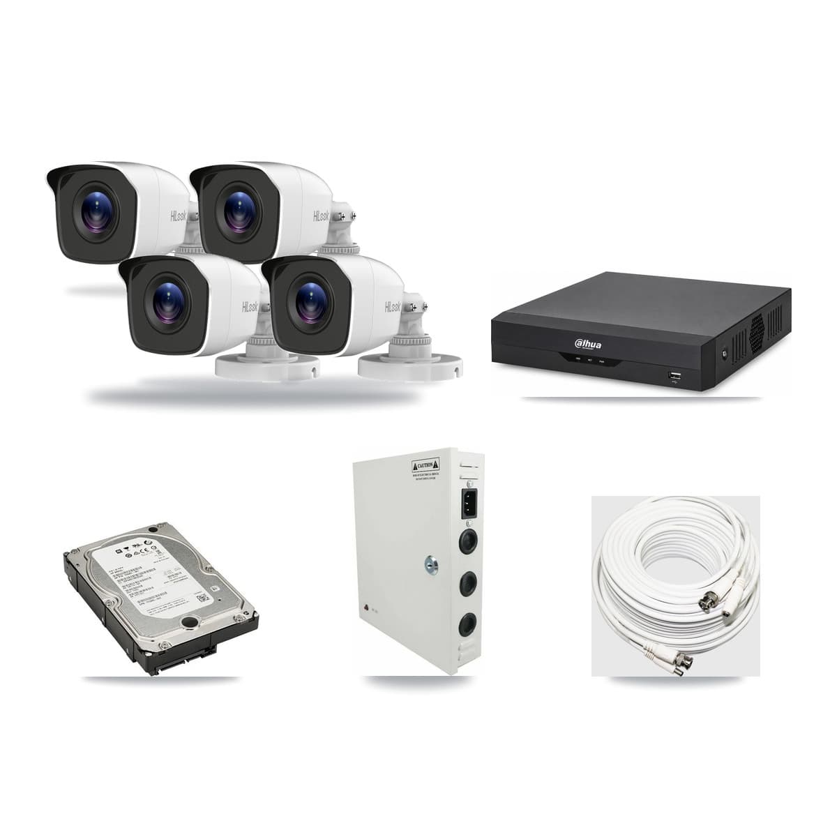 HiLook & Dahua 4-Channel 4MP CCTV Kit — 4 Bullet Cameras + 5TB Recording - Image 1