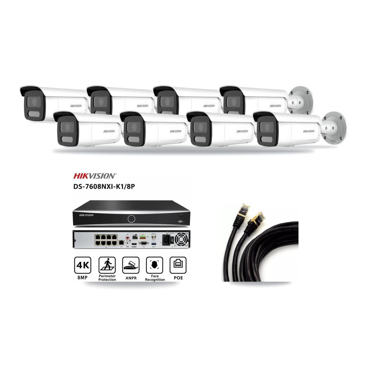 Hikvision 8-Channel 4MP CCTV Kit — 8 Bullet Cameras + 3TB Recording - Image 1