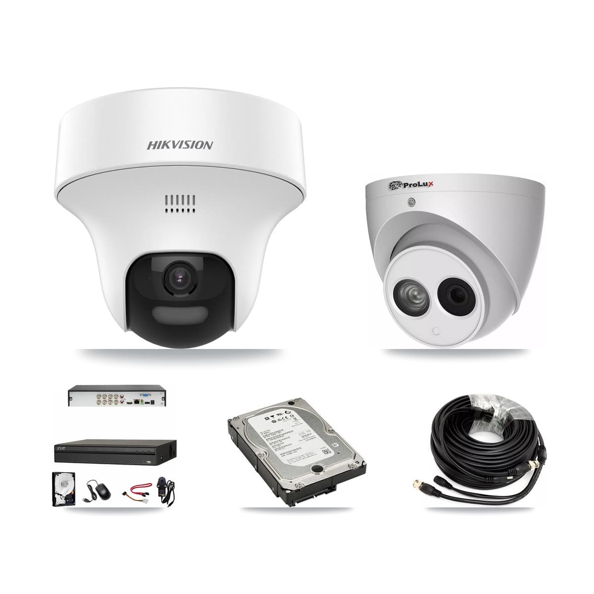 8-Channel 4MP – 5MP CCTV Kit — 3 DS-2CE70K0T 5MP + 1 PXC-612C4W-A 4MP Turret Cameras + 5TB Recording (XVR-3108AD Recorder)