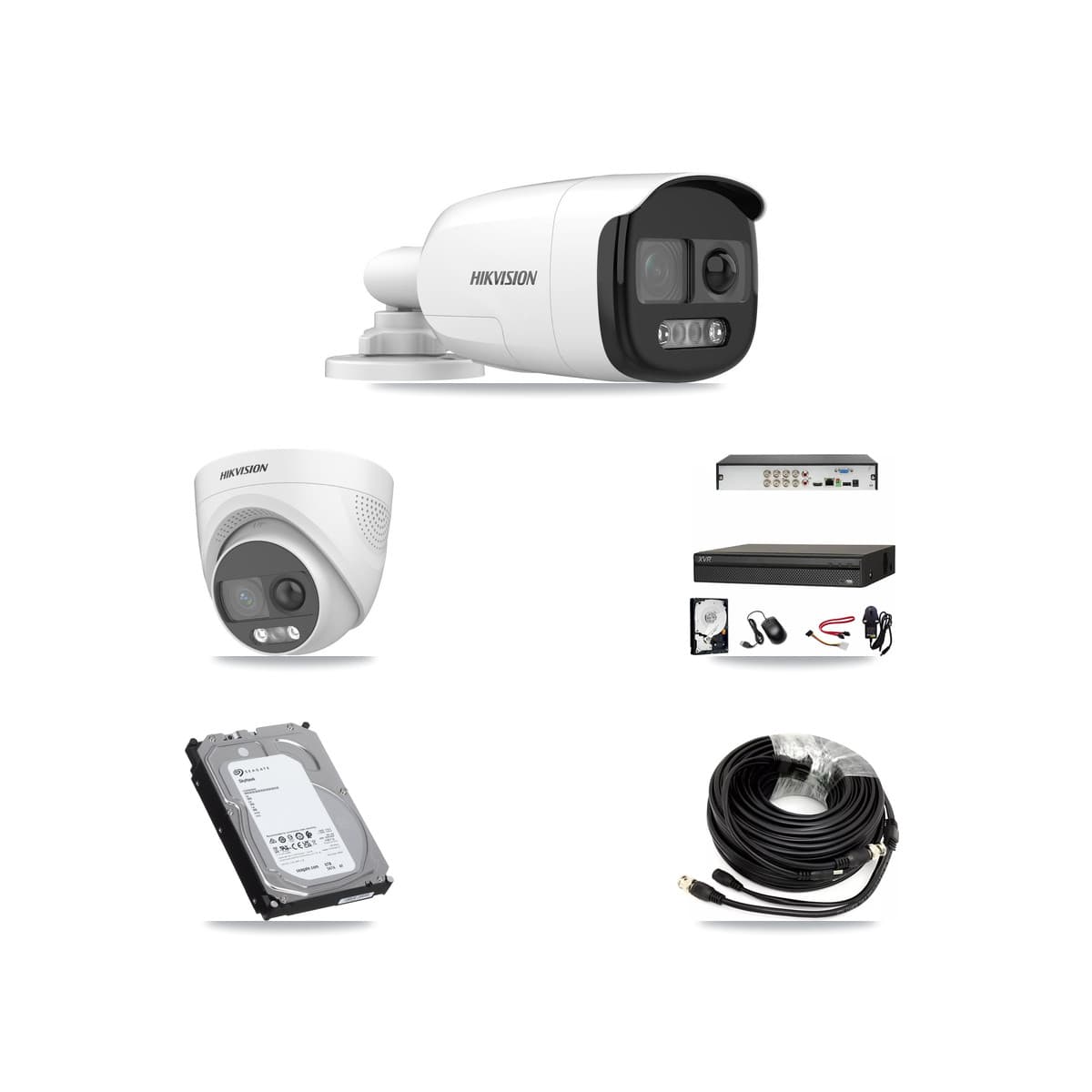 Hikvision & Dahua 8-Channel 5MP CCTV Kit — 3 DS-2CE12KF3T Bullet + 1 DS-2CE72KF3T Turret Cameras + 6TB Recording