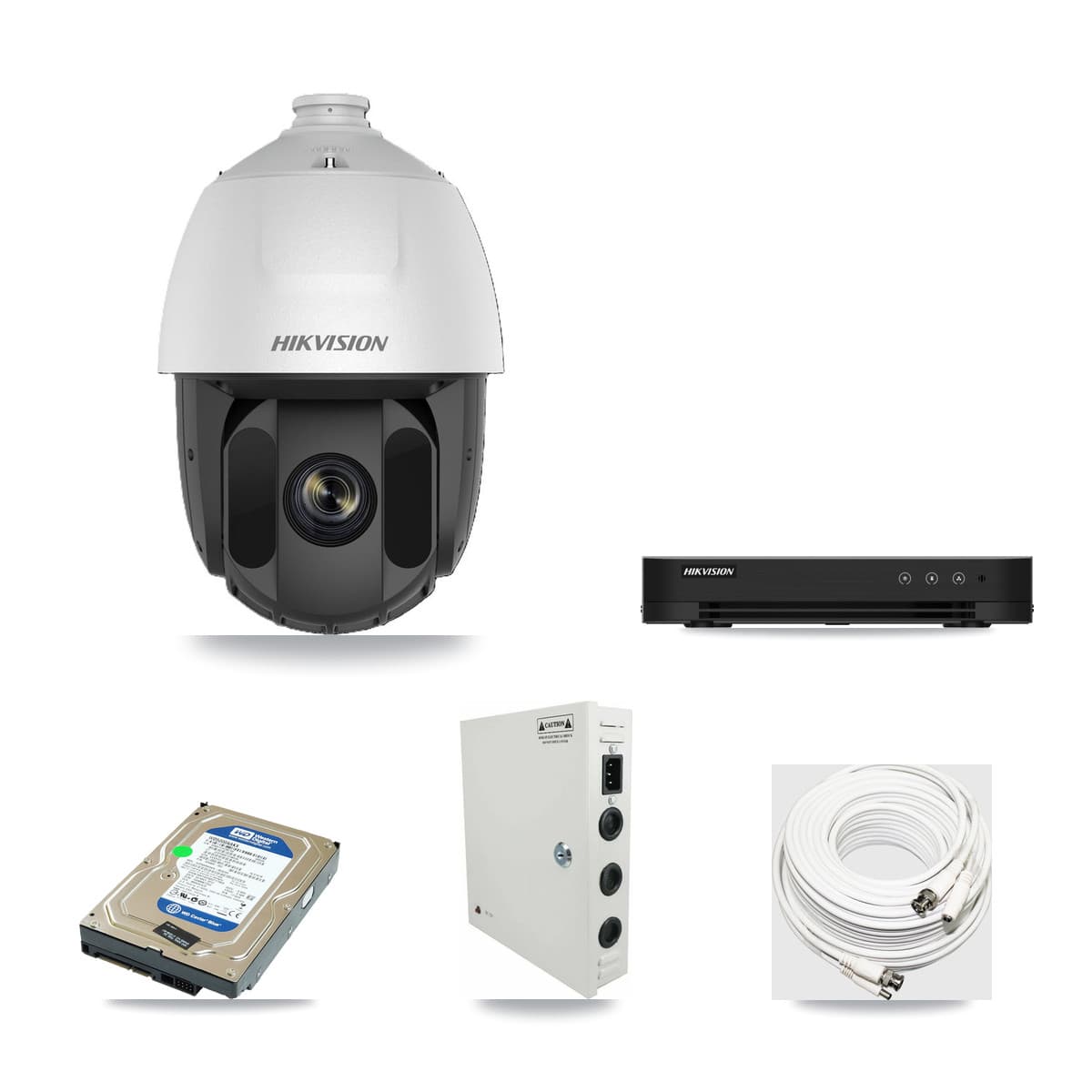 Hikvision 8-channel CCTV kit: 1 camera (1× 2MP PTZ), 500GB hard drive