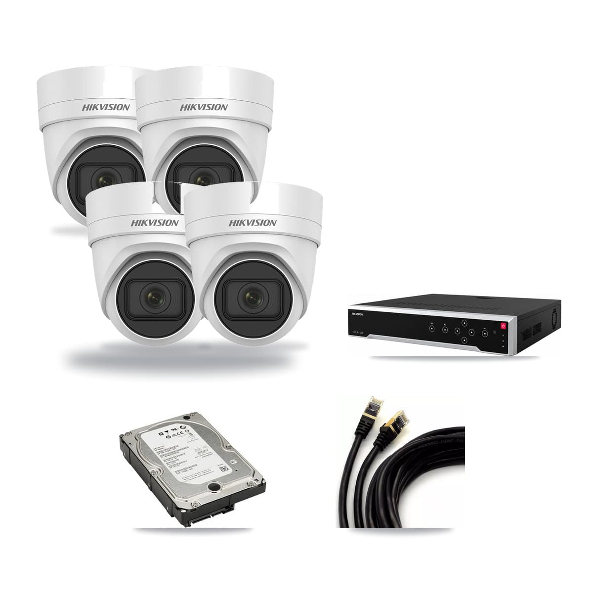 Hikvision 32-Channel 4MP CCTV Kit — 4 DS-2CD2H45FWD Turret Cameras + 5TB Recording - Image 1