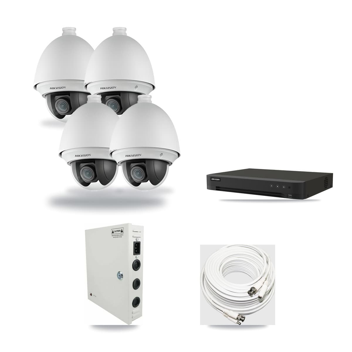 Hikvision 8-Channel 2MP CCTV Kit — 4 DS-2AE4225T-A PTZ Cameras + 3TB Recording (IDS-7208HUHI-M1/XT Recorder) - Image 1