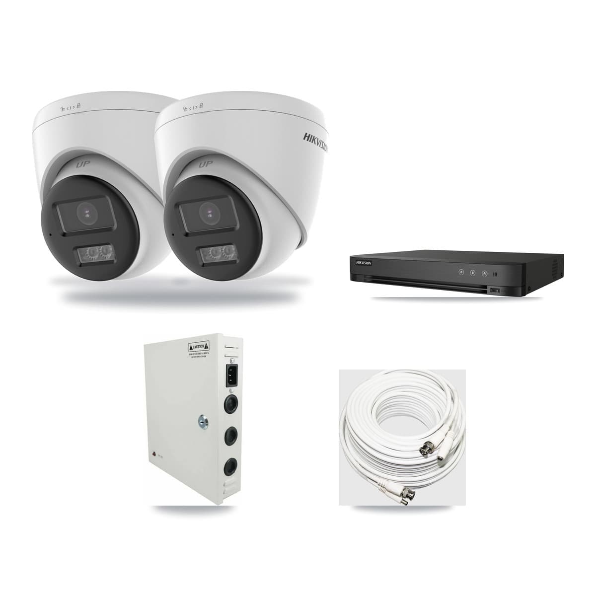 Hikvision 4-Channel 5MP CCTV Kit — 2 DS-2CE78K0T-LTS Turret Cameras + 3TB Recording (DS-7204HUHI-K1/P Recorder) - Image 1