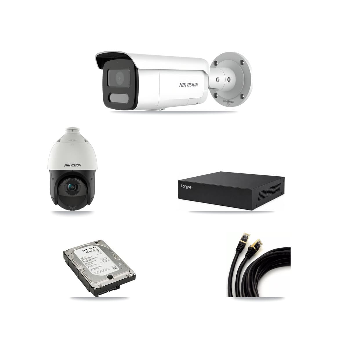 Hikvision & Longse 8-Channel 4MP CCTV Kit — 3 Bullet + 1 PTZ Cameras + 5TB Recording