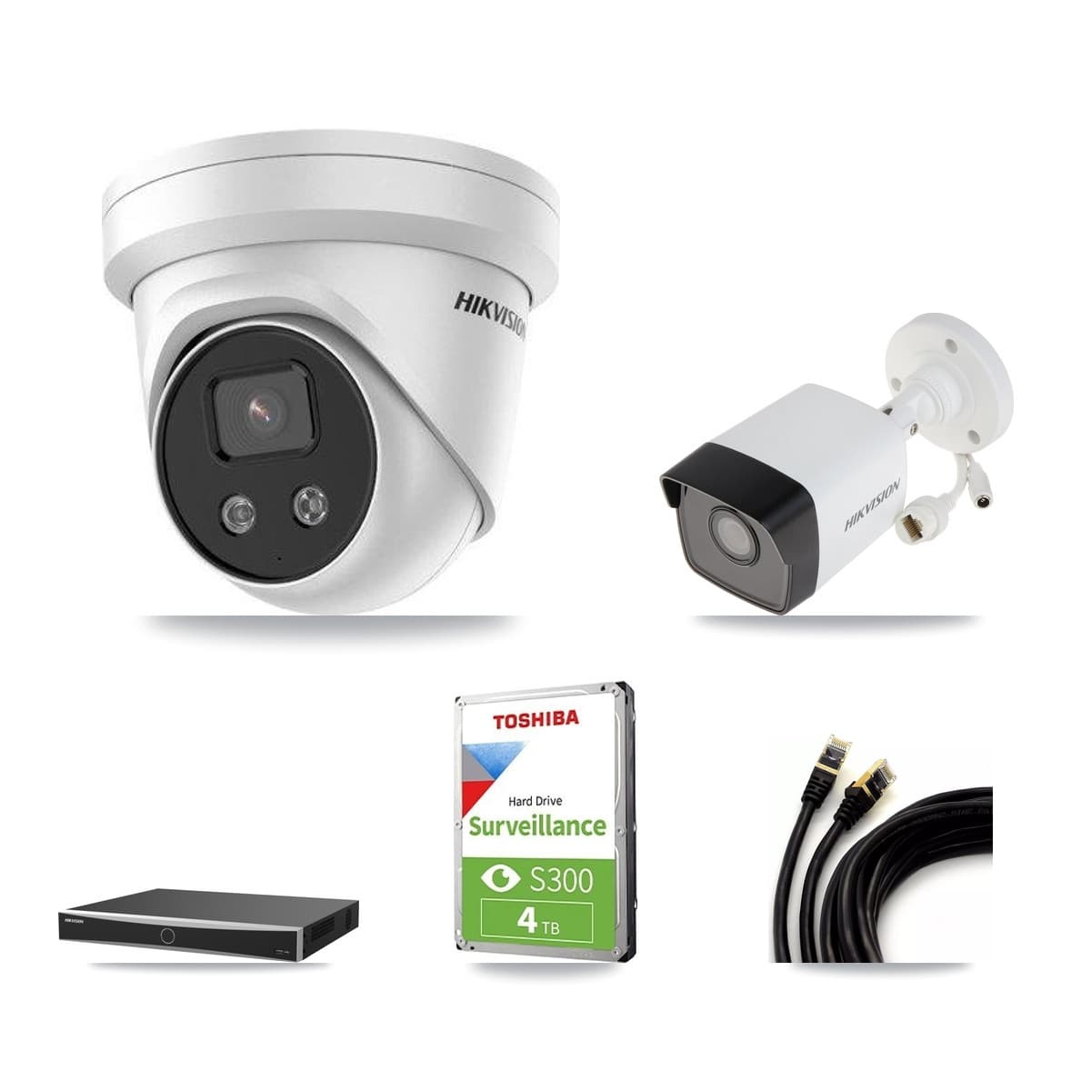 Hikvision 16-Channel 5MP CCTV Kit — 1 DS-2CD1053G0 Bullet + 2 DS-2CD3356G2 Turret Cameras + 4TB Recording