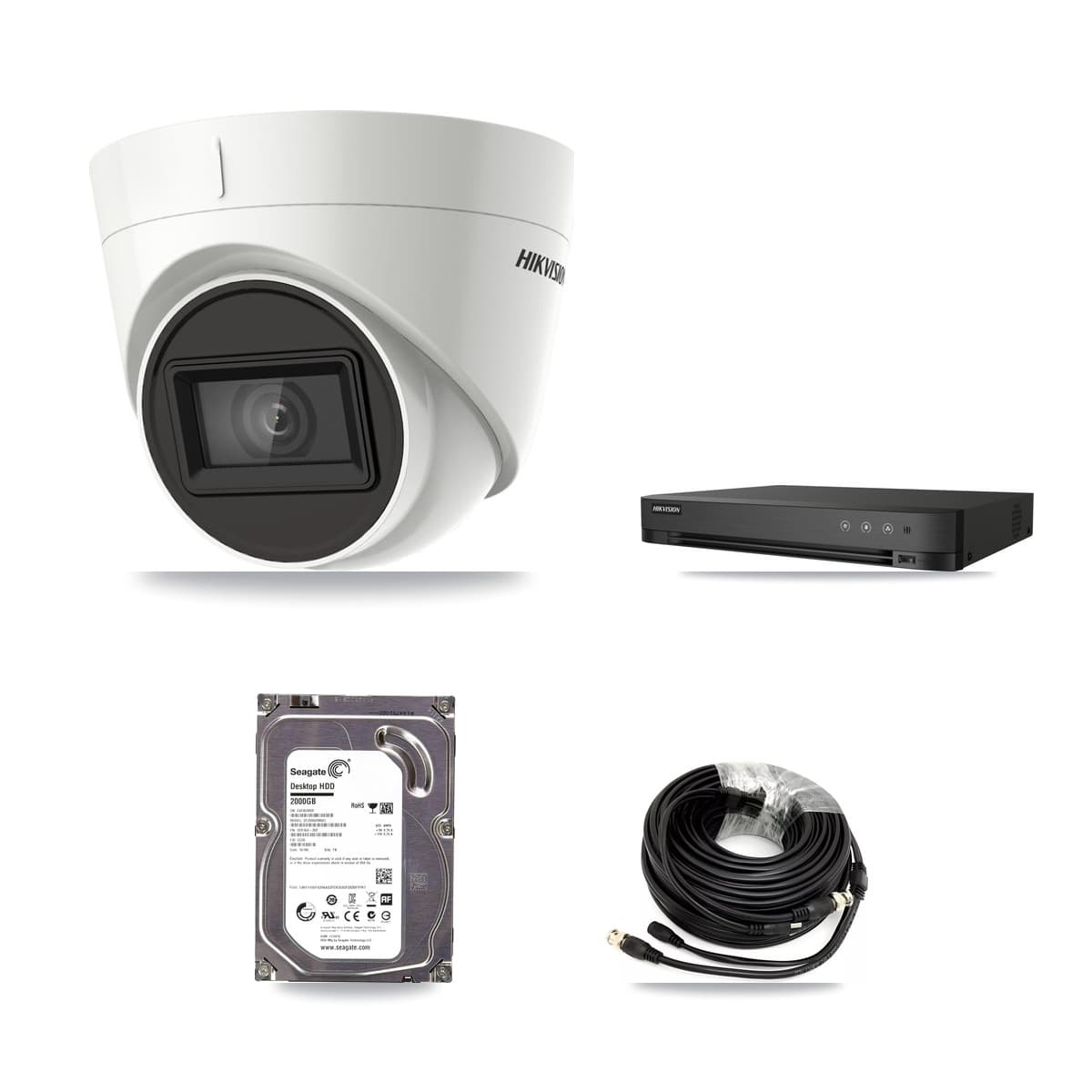 Hikvision 4-Channel 4K CCTV Kit — 2 DS-2CE78U1T Turret Cameras + 2TB Recording