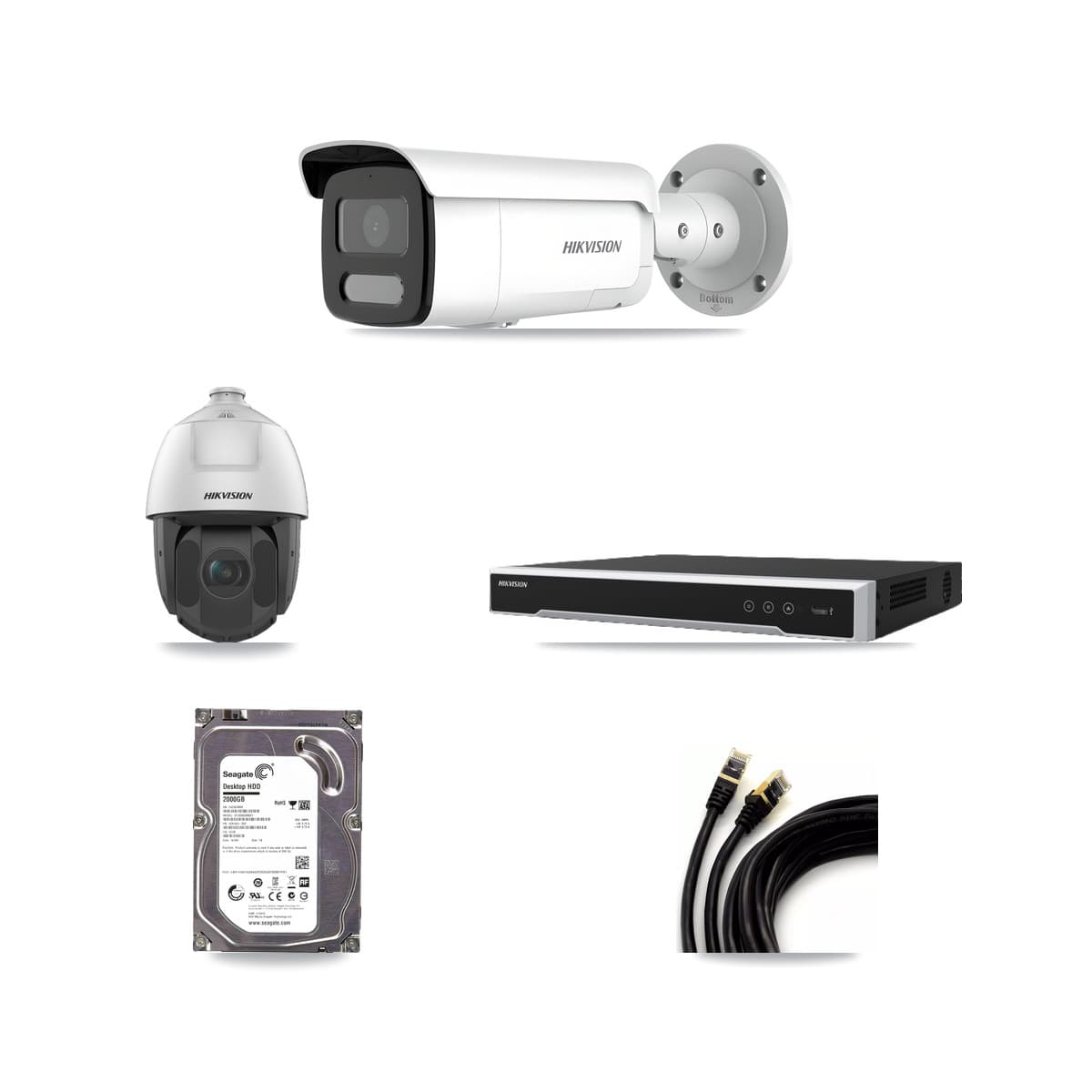 Hikvision 8-Channel 2MP – 4MP CCTV Kit — 1 4MP Bullet + 1 2MP PTZ Cameras + 2TB Recording (DS-7608NI-M2 Recorder)