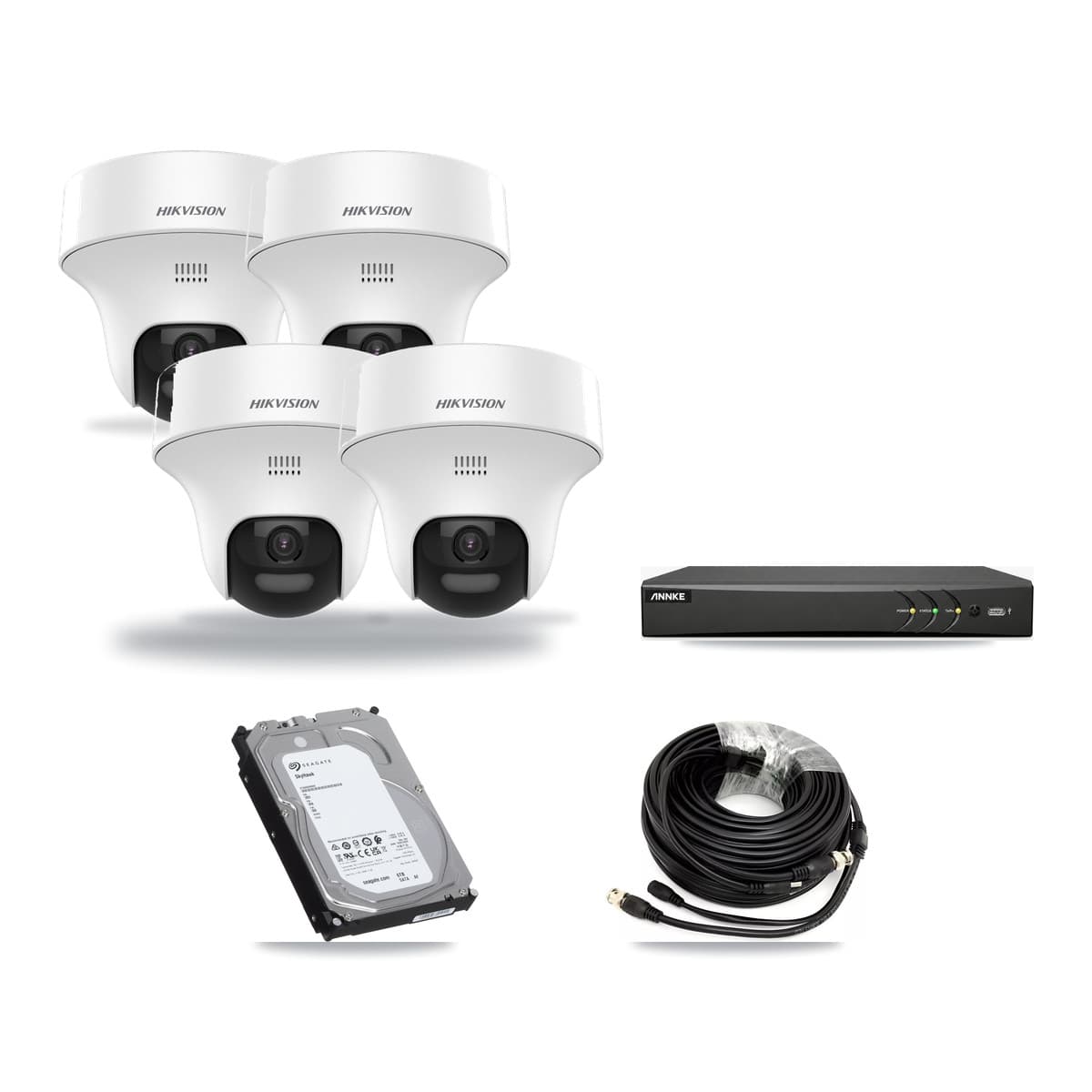 Hikvision & ANNKE 4-Channel 5MP CCTV Kit — 4 DS-2CE70K0T Turret Cameras + 6TB Recording - Image 1