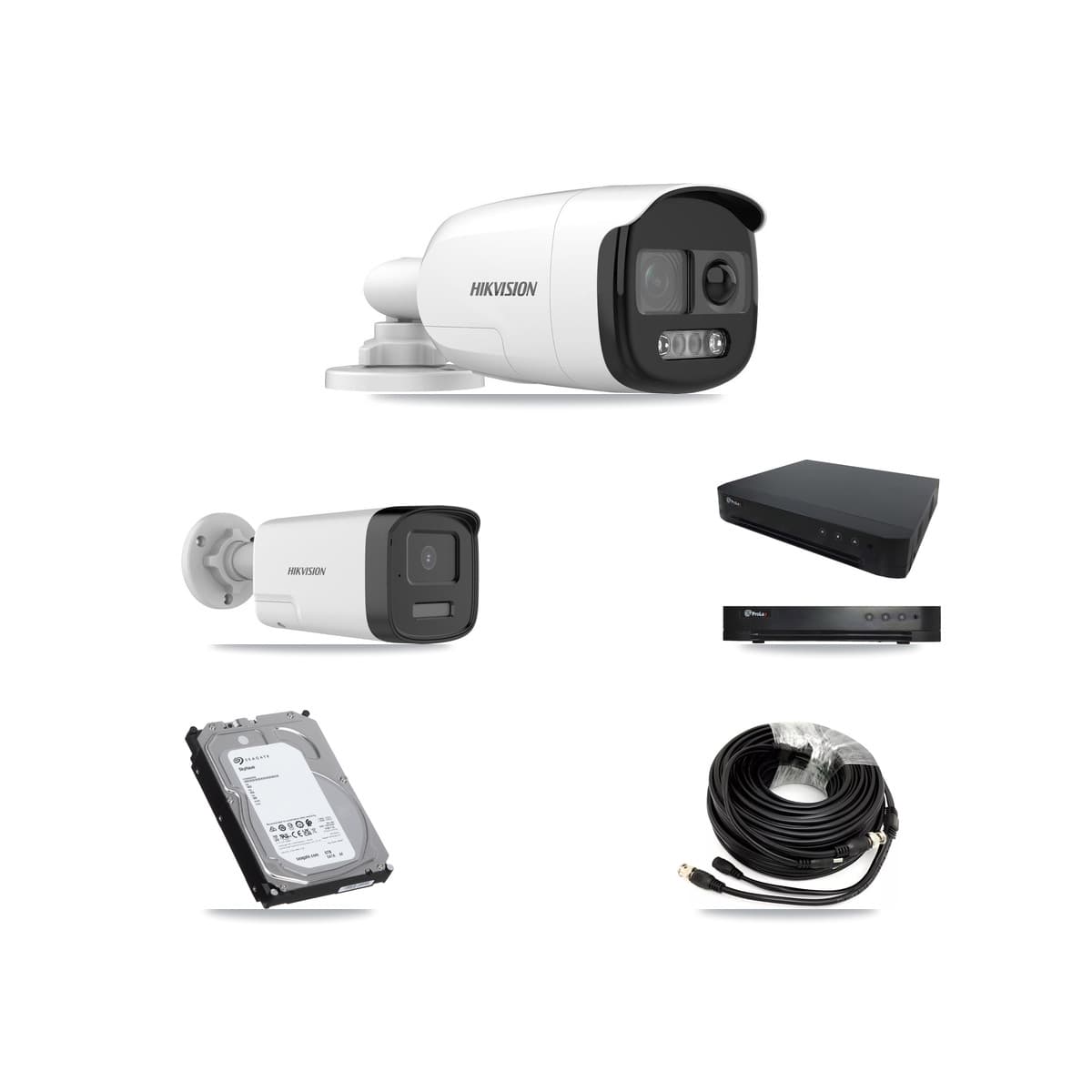 Hikvision & Prolux 16-Channel 5MP CCTV Kit — 2 DS-2CE12KF3T + 2 DS-2CE17K0T Bullet Cameras + 6TB Recording