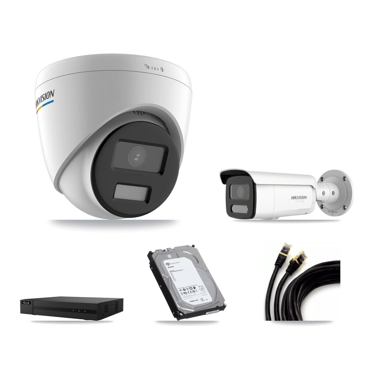 Hikvision & HiLook 8-Channel 2MP – 4K CCTV Kit — 2 2MP Turret + 2 4K Bullet Cameras + 6TB Recording