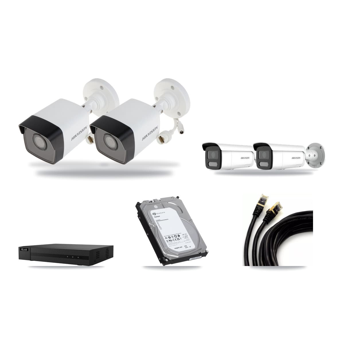 Hikvision & HiLook 8-Channel 4MP – 5MP CCTV Kit — 2 5MP + 2 4MP Bullet Cameras + 6TB Recording (NVR-108MH-D Recorder) - Image 1