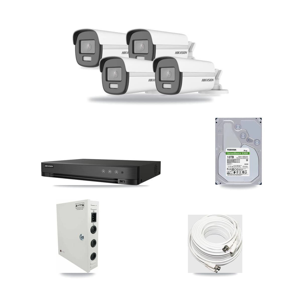 Hikvision 4-Channel 4K CCTV Kit — 4 Bullet Cameras + 10TB Recording (IDS-7204HUHI Recorder) - Image 1