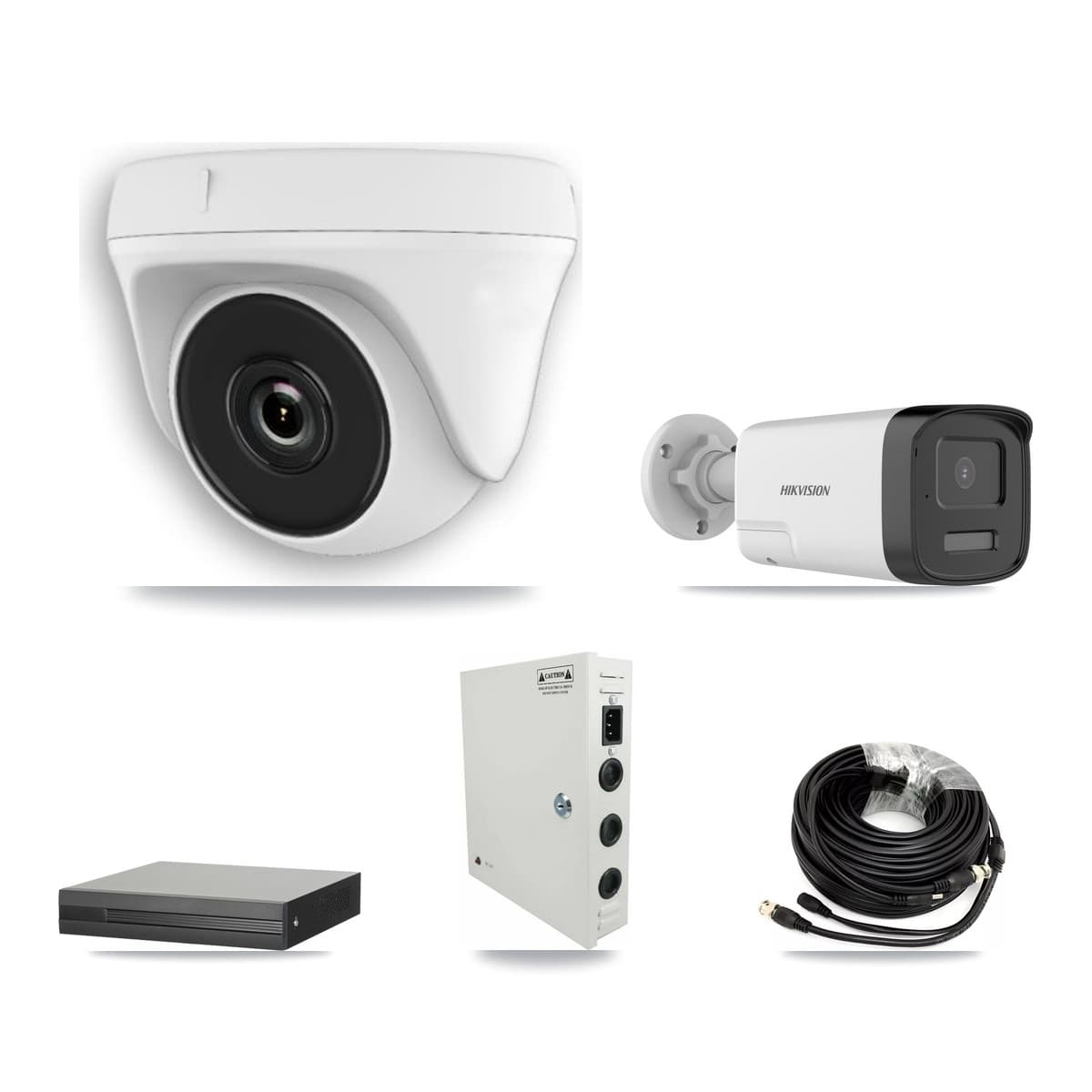 Hikvision 16-Channel 2MP – 5MP CCTV Kit — 1 DS-2CE17K0T 5MP Bullet + 10 White HDT-2MP-N20W 2MP Dome Cameras + 8TB Recording