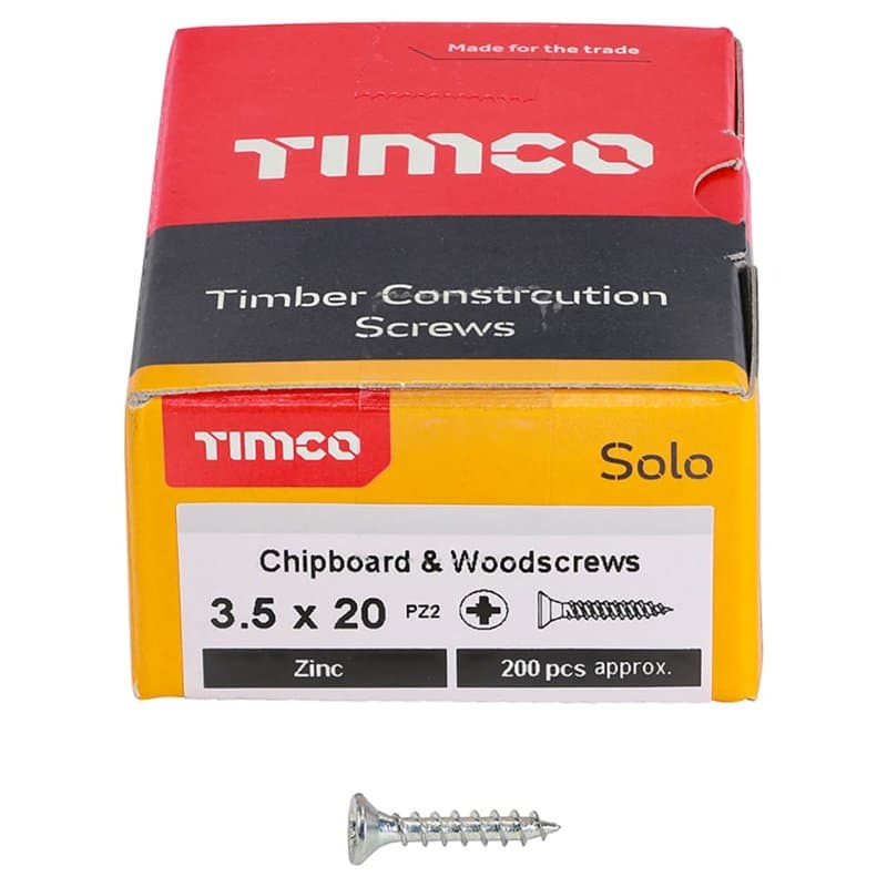 TIMCO Velocity Wood Screws 3.5x20mm Countersunk Pozi Yellow Zinc