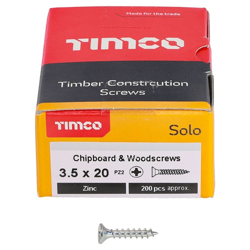 TIMCO Velocity Wood Screws 3.5x20mm Countersunk Pozi Yellow Zinc