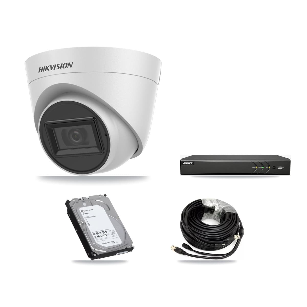 Hikvision & ANNKE 4-Channel 5MP CCTV Kit — 4 White Turret Cameras + 6TB Recording