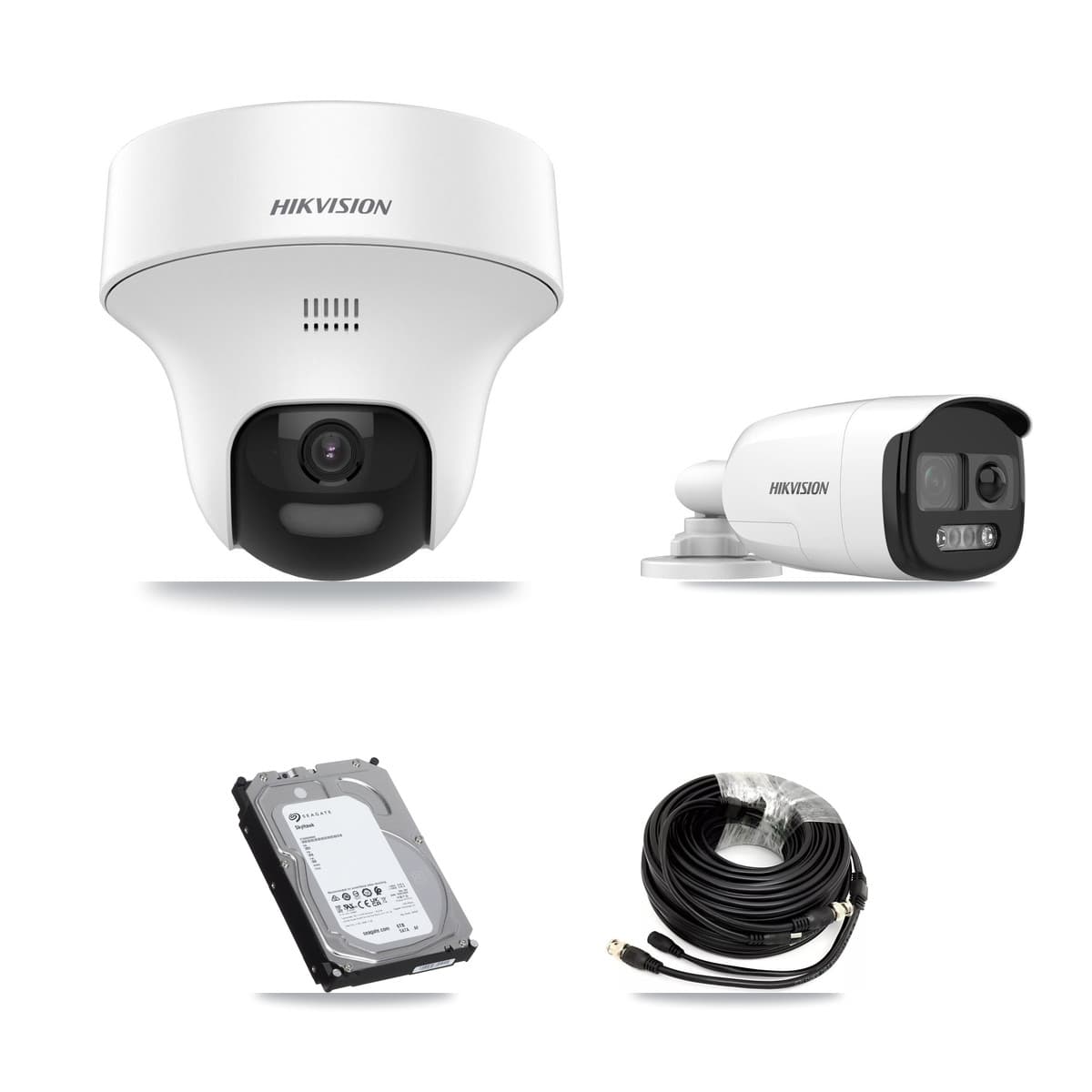 Hikvision 32-Channel 5MP CCTV Kit — 1 DS-2CE12KF3T Bullet + 7 DS-2CE70K0T Turret Cameras + 2× 6TB Recording