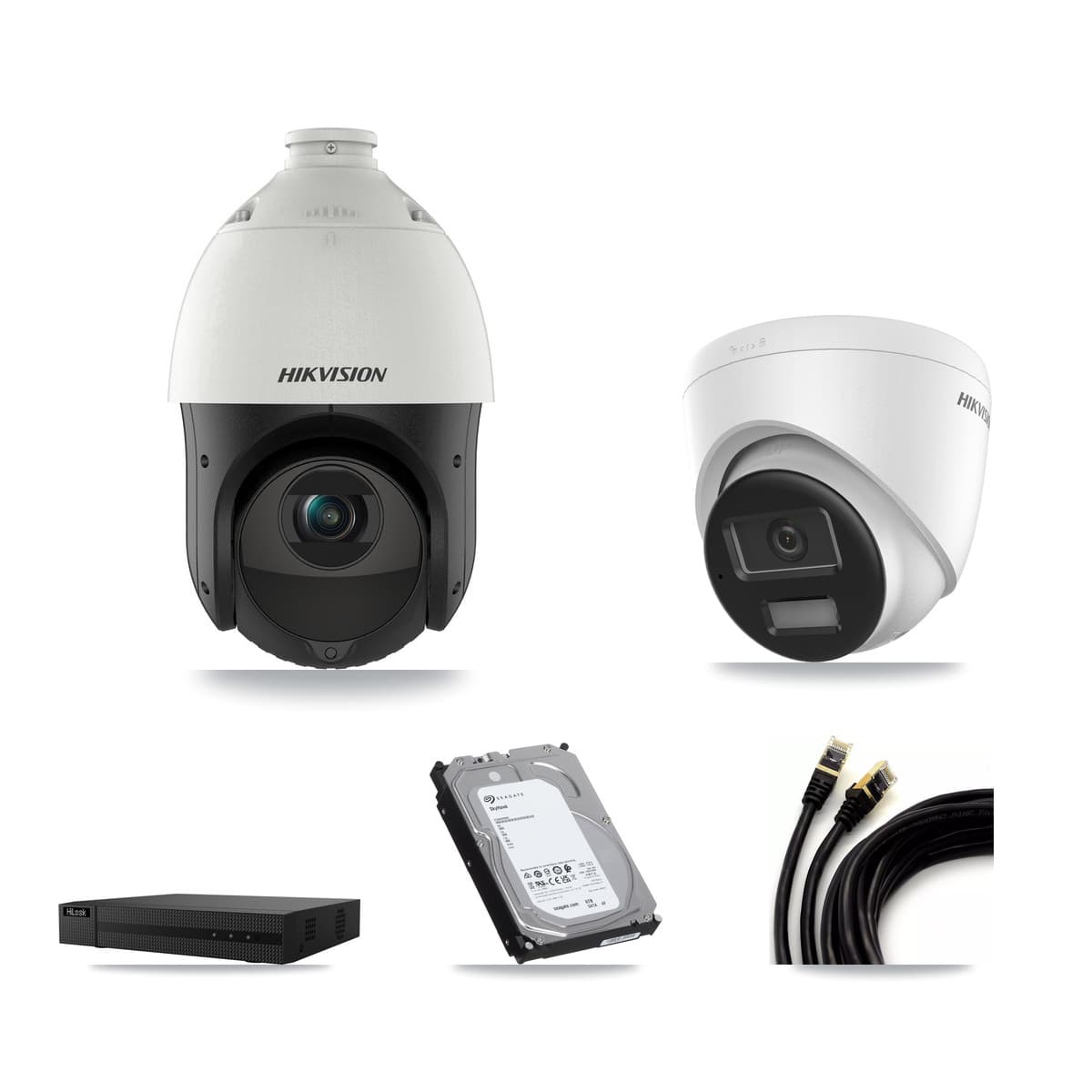 Hikvision & HiLook 8-Channel 4MP – 4K CCTV Kit — 1 4K Turret + 3 4MP PTZ Cameras + 6TB Recording - Image 1