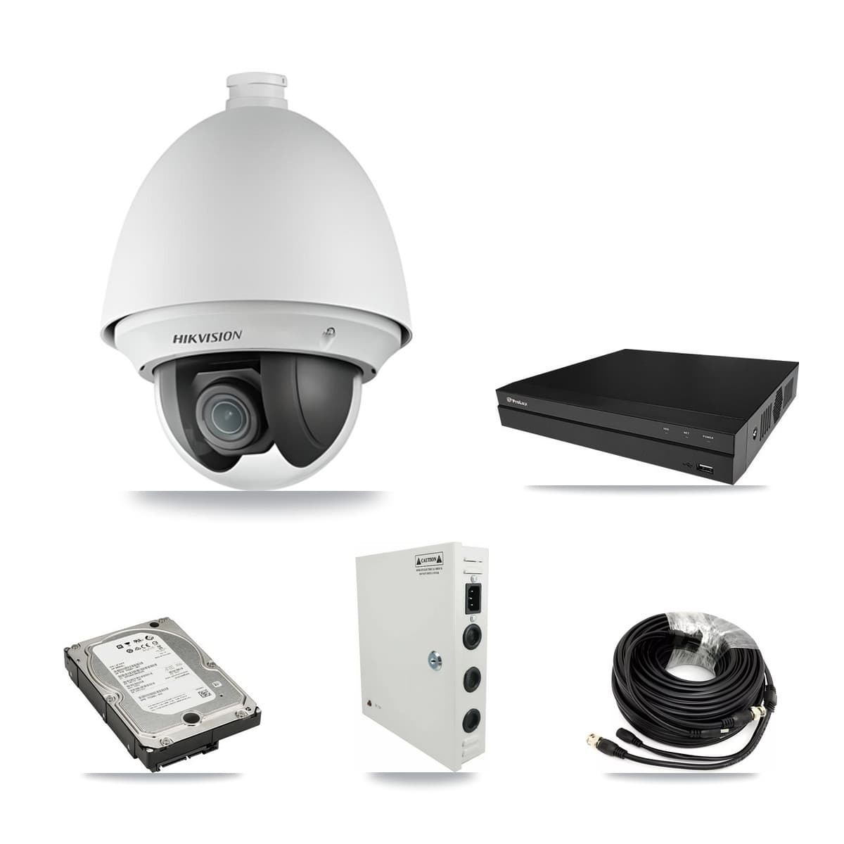 Hikvision & Prolux 8-Channel 2MP CCTV Kit — 8 DS-2AE4225T PTZ Cameras + 5TB Recording (PXD-5208AN Recorder)