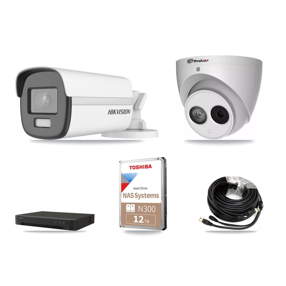 Hikvision & Prolux 8-Channel 4MP – 4K CCTV Kit — 4 4K Bullet + 1 4MP Turret Cameras + 12TB Recording - Image 1