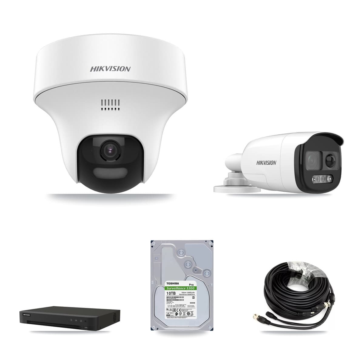 Hikvision 16-Channel 5MP CCTV Kit — 2 DS-2CE12KF3T Bullet + 6 DS-2CE70K0T Turret Cameras + 10TB Recording