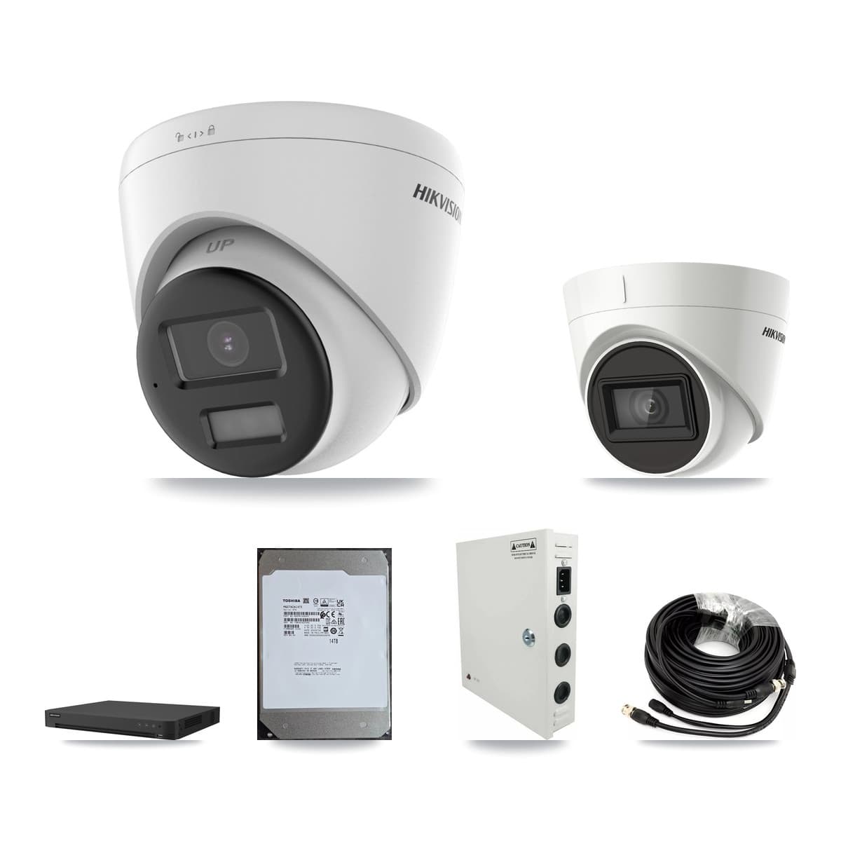 Hikvision 16-Channel 4K CCTV Kit — 6 DS-2CE78U0T + 3 DS-2CE78U1T Turret Cameras + 14TB Recording