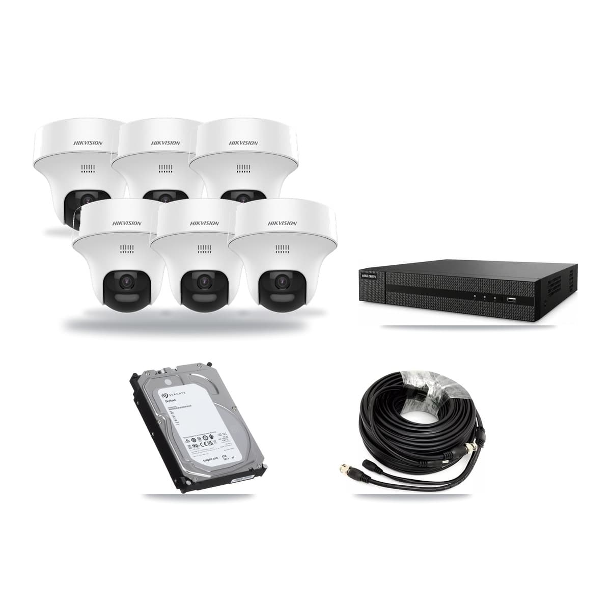 Hikvision 8-Channel 5MP CCTV Kit — 6 DS-2CE70K0T Turret Cameras + 6TB Recording (DVR-8CH Recorder) - Image 1