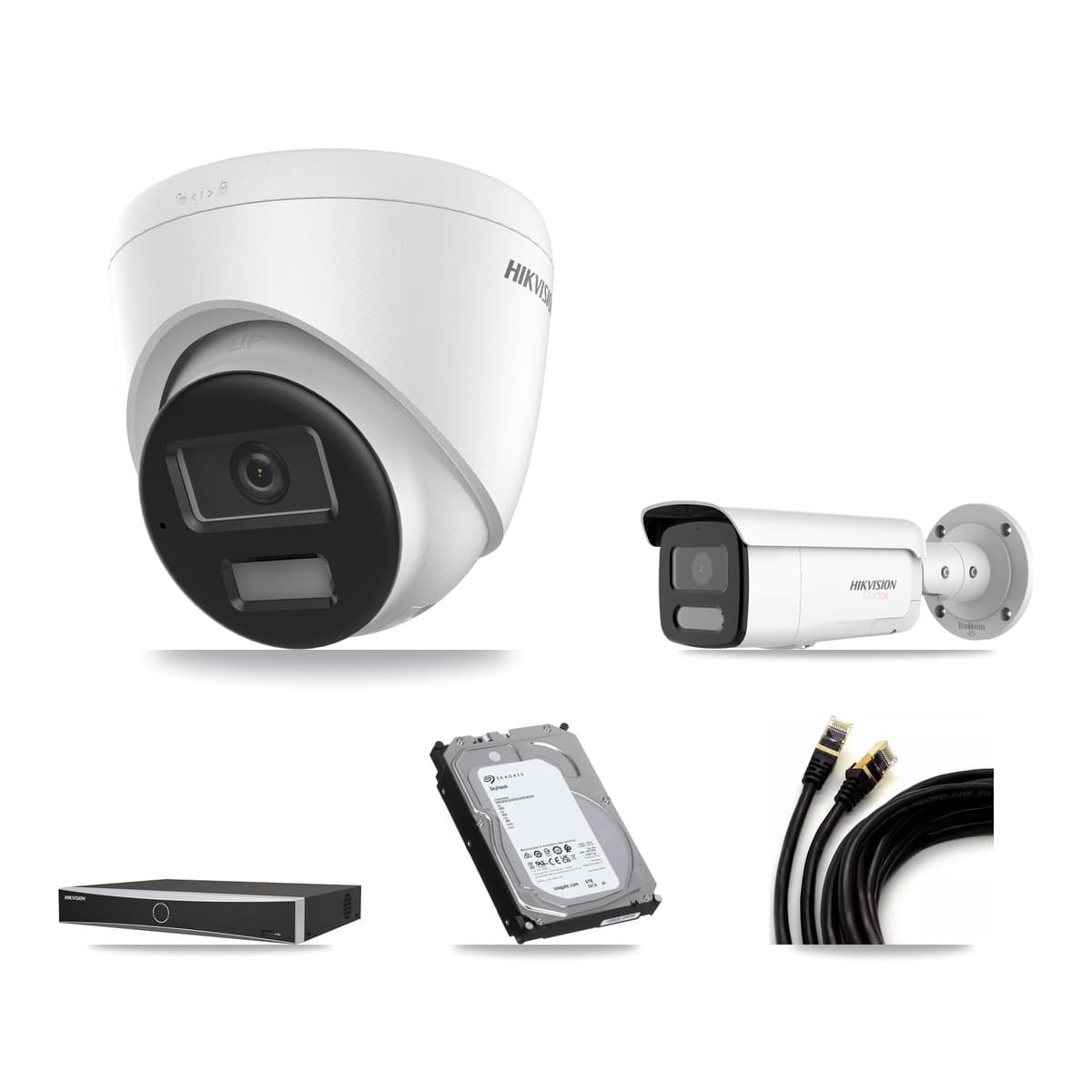 Hikvision 4-Channel 4K CCTV Kit — 1 Turret + 1 Bullet Cameras + 6TB Recording