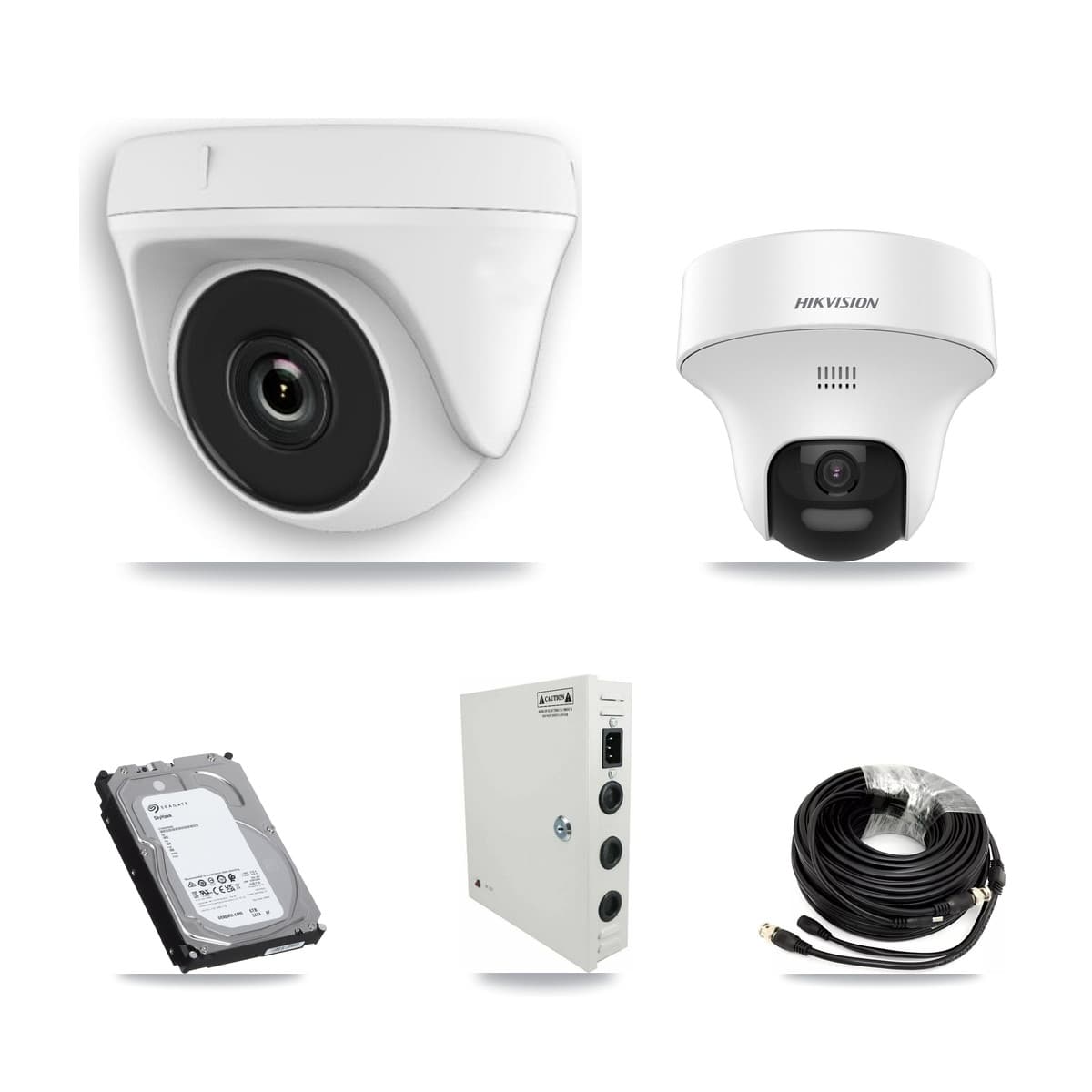 Hikvision 32-Channel 2MP – 5MP CCTV Kit — 5 DS-2CE70K0T 5MP Turret + 11 White HDT-2MP-N20W 2MP Dome Cameras + 3× 6TB Recording