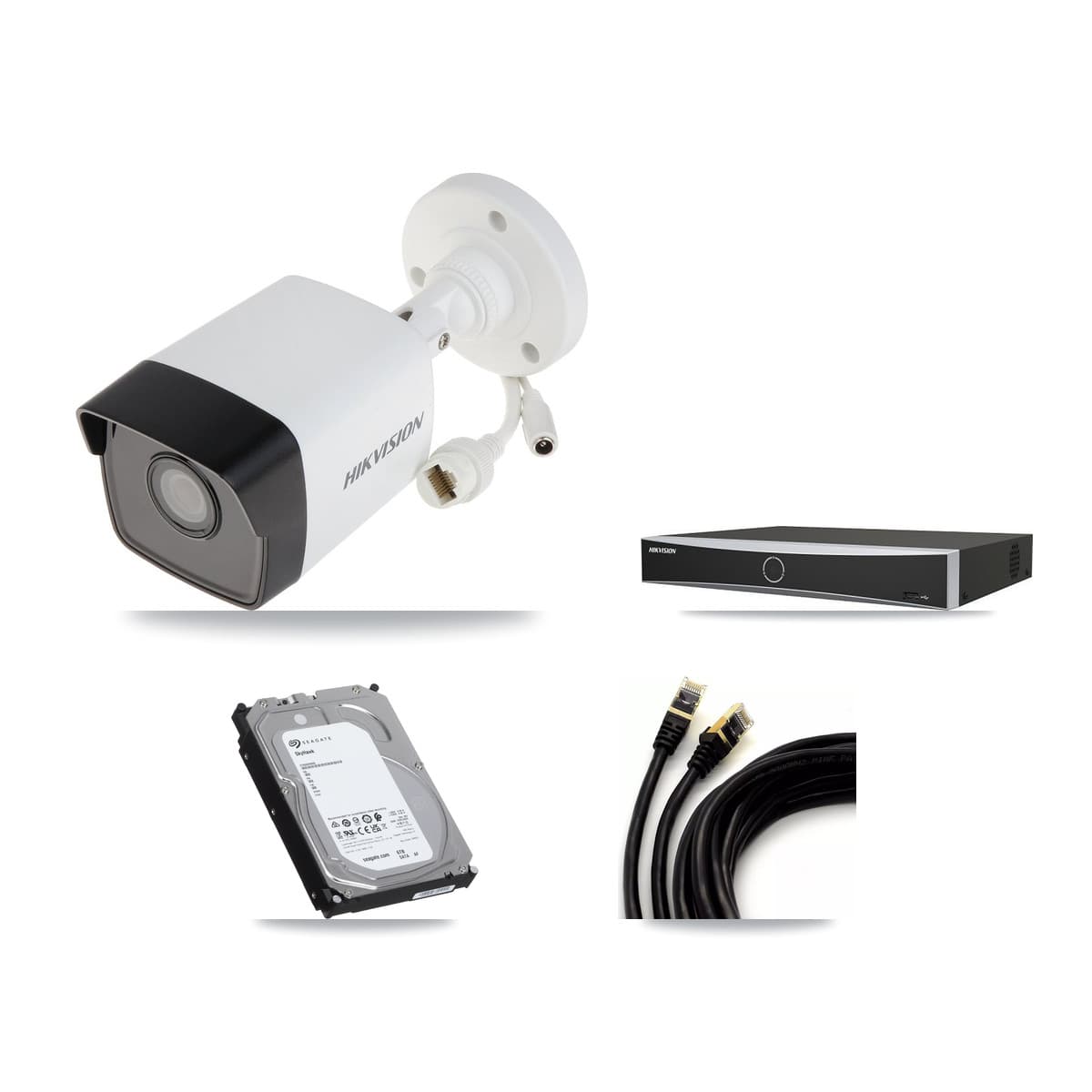 Hikvision 4-Channel 5MP CCTV Kit — 4 DS-2CD1053G0 Bullet Cameras + 6TB Recording