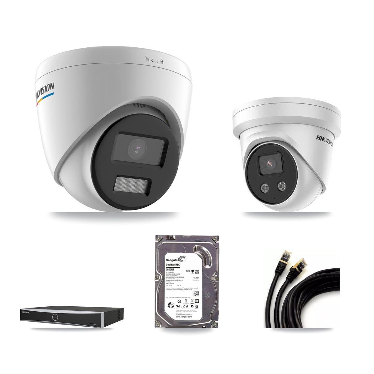 Hikvision 4-Channel 2MP – 5MP CCTV Kit — 1 2MP + 1 5MP Turret Cameras + 2TB Recording