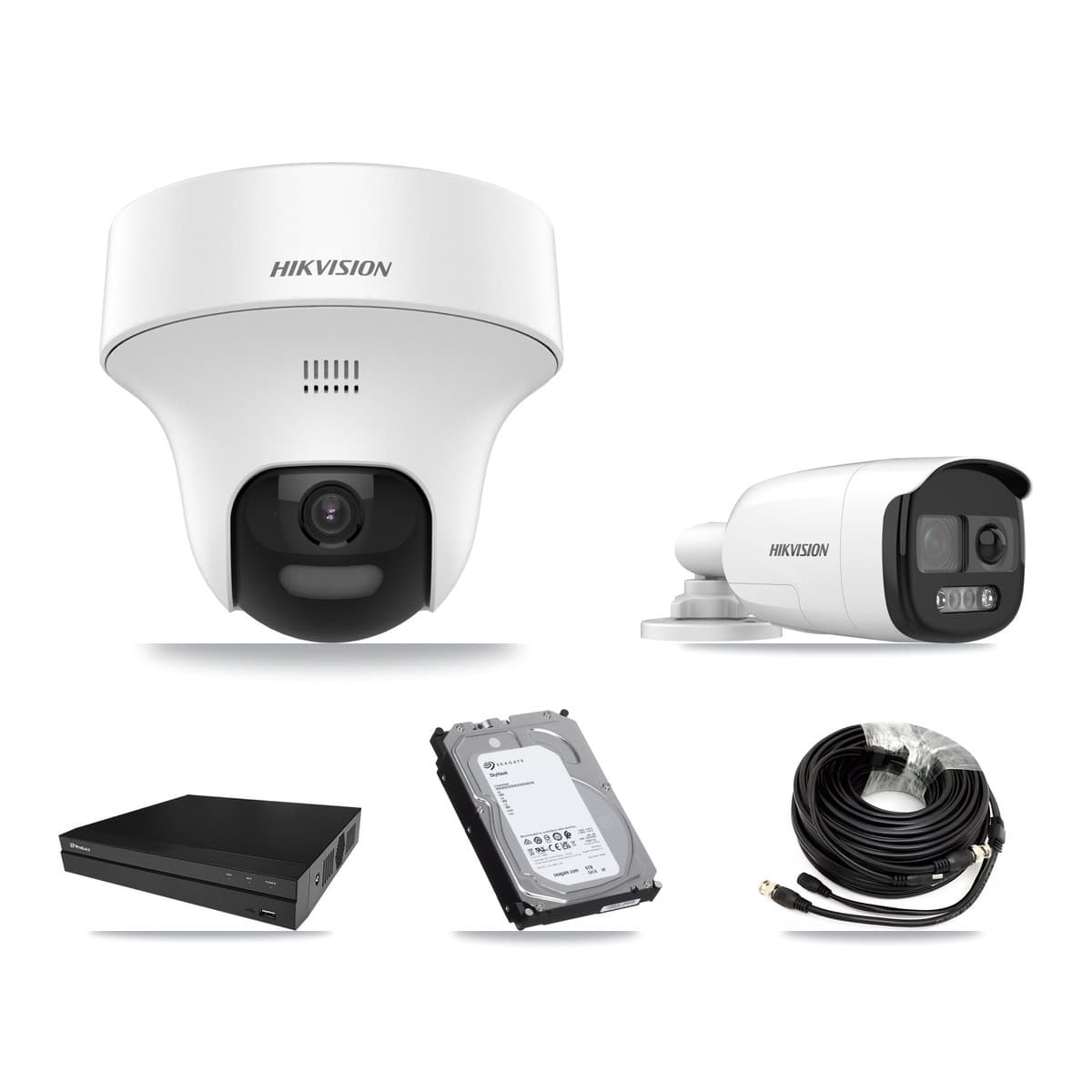 Hikvision & Prolux 8-Channel 5MP CCTV Kit — 1 DS-2CE12KF3T Bullet + 7 DS-2CE70K0T Turret Cameras + 6TB Recording