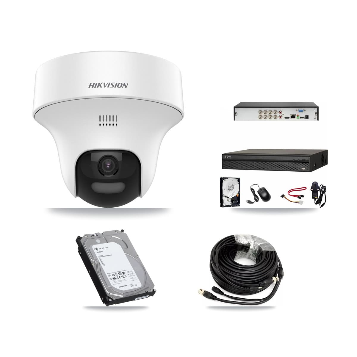 Hikvision & Dahua 8-Channel 5MP CCTV Kit — 6 DS-2CE70K0T Turret Cameras + 6TB Recording