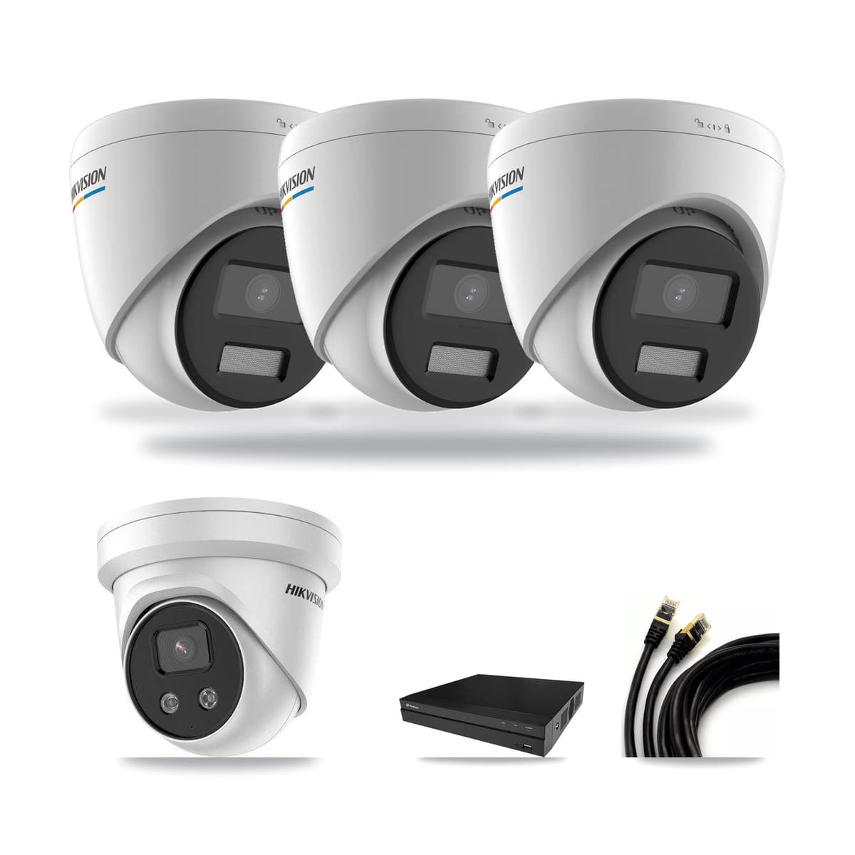 Hikvision & Prolux 8-Channel 2MP – 5MP CCTV Kit — 3 2MP + 1 5MP Turret Cameras + 3TB Recording - Image 1