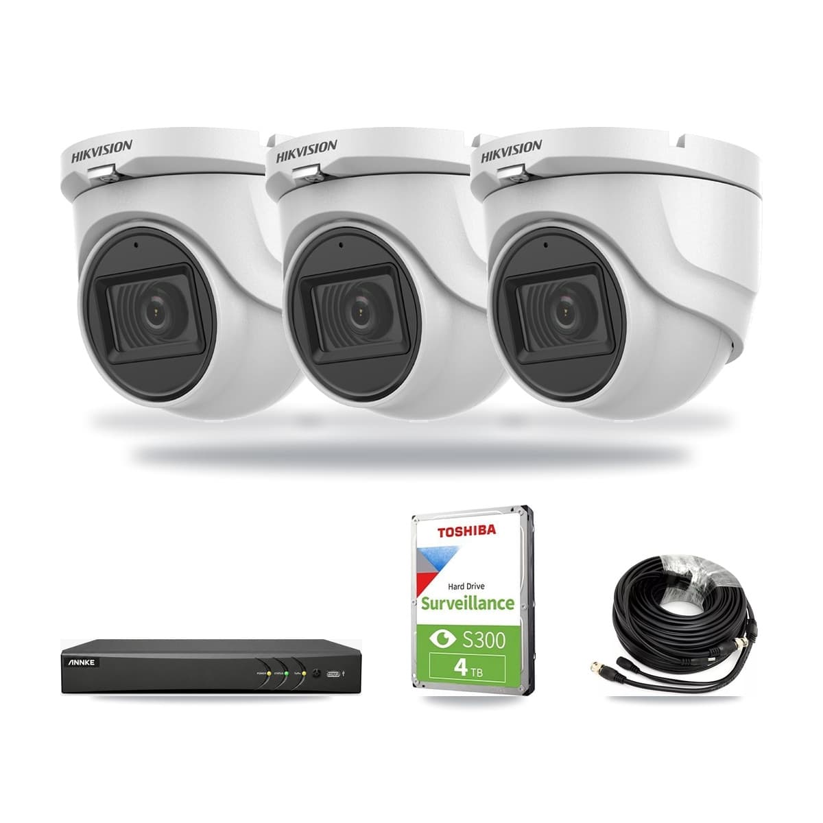 Hikvision & ANNKE 4-Channel 5MP CCTV Kit — 3 Turret Cameras + 4TB Recording - Image 1