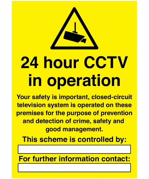 Sticker-Warning-sign-24-hour-CCTV - Image 1
