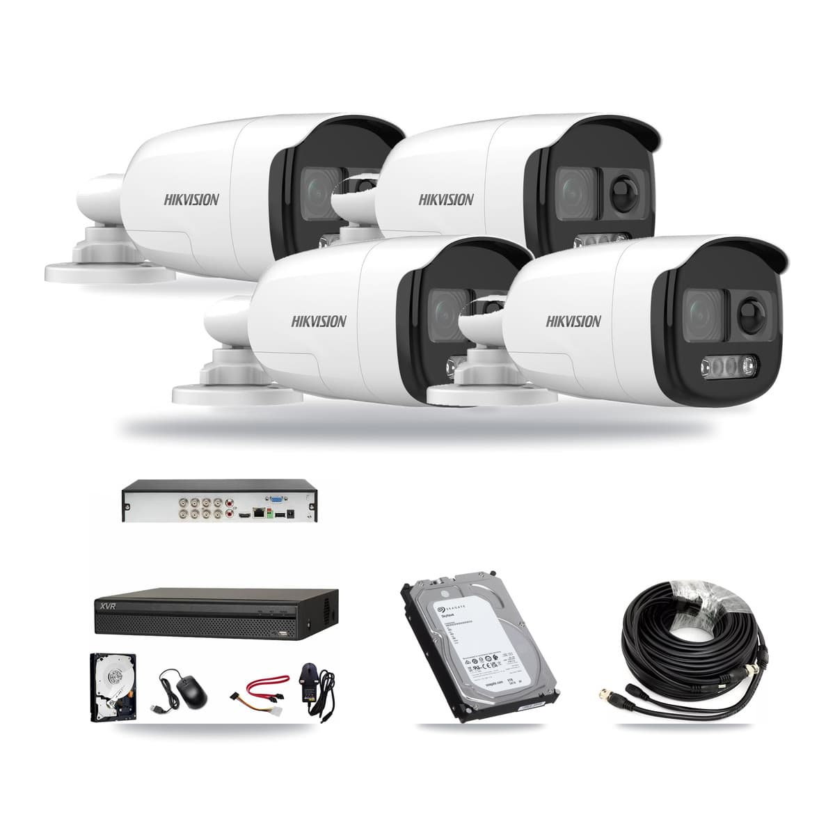 Hikvision & Dahua 8-Channel 5MP CCTV Kit — 4 DS-2CE12KF3T Bullet Cameras + 6TB Recording (XVR-3108AD Recorder) - Image 1